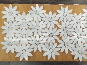 Carrara wit marmer mozaïek tegel bloemvorm