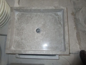 Gepolijst grijs hout marmeren vierkante badkamer ijdelheid wastafel