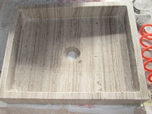 Gepolijst grijs hout marmeren vierkante badkamer ijdelheid wastafel