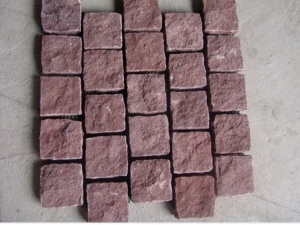 Rode Porphyry Stone Cube bestrating tuinstijl
