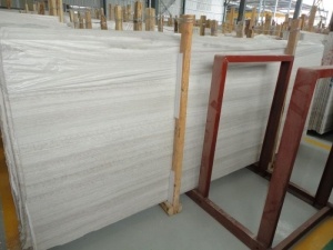 White Wooden Grain Marble Tile Polished Wall Cladding Panel