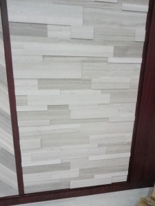 White Wooden Grain Marble Tile Polished Wall Cladding Panel